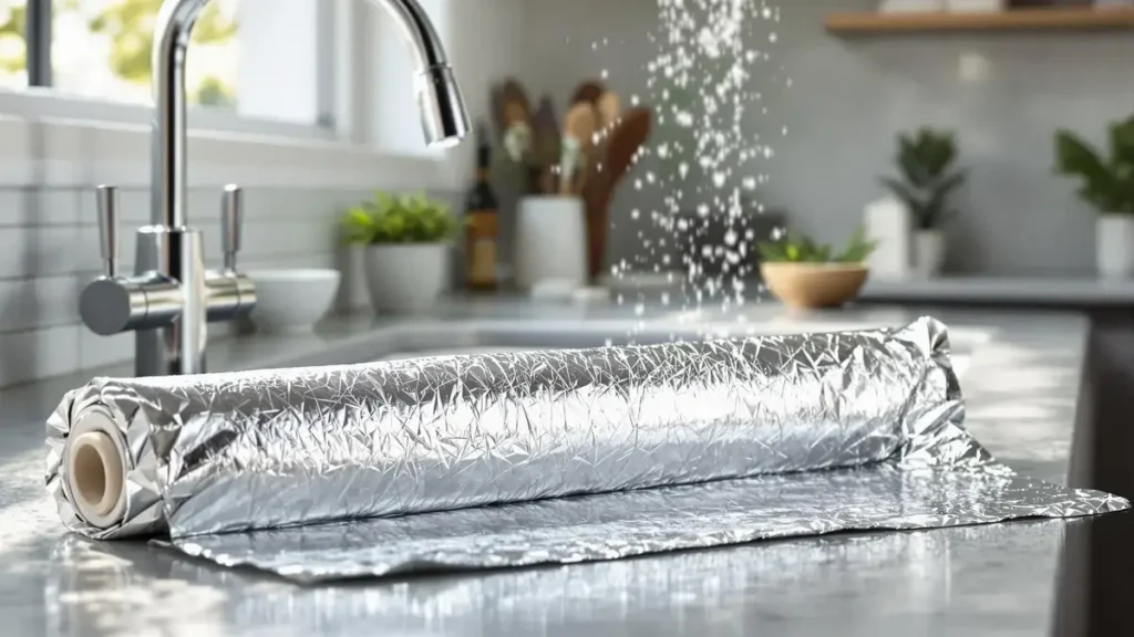 Wie had gedacht dat een eenvoudige rol aluminiumfolie zo gemakkelijk de kalk in uw huis kan verwijderen