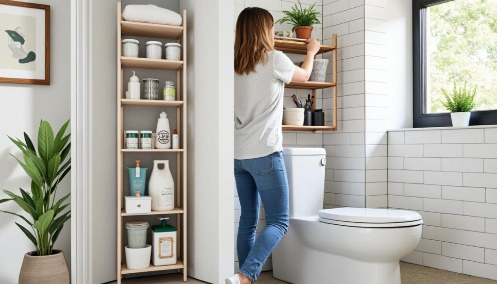 ontdek een slimme ikea-hack die de ongemakkelijke ruimte achter het toilet omtovert tot een handige en stijlvolle opslagplek voor doe-het-zelvers.
