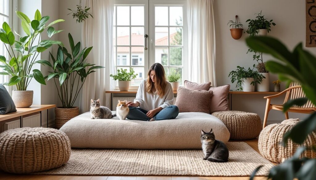 ontdek hoe deze boho-chic ikea ottoman verrassend transformeert in de gezelligste loungespot voor katten, perfect voor een stijlvolle en comfortabele huisinrichting.