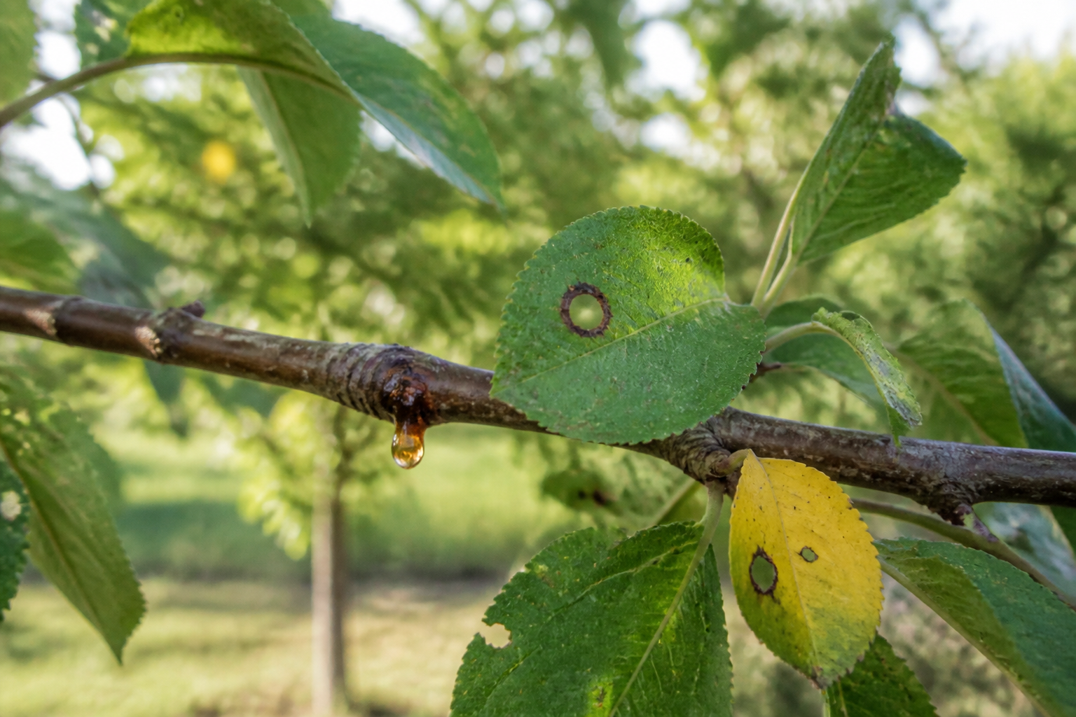 Coryneum of schotziekte: herken de gaten in bladeren en behandel fruitbomen
