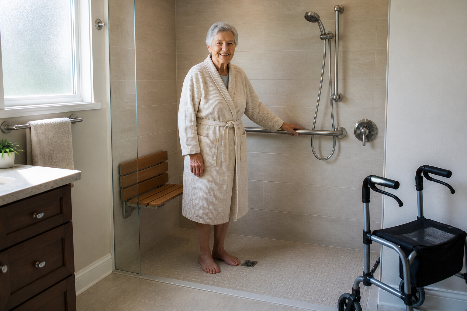 Douche &agrave; l&rsquo;italienne voor senioren: comfort, veiligheid en aandachtspunten